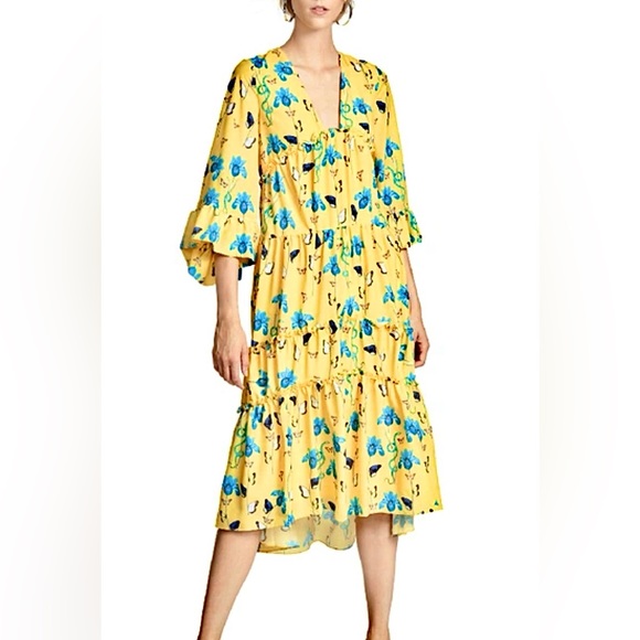 BORGO DE NOR IRIS YELLOW BLUE HIGH LOW DRESS MSRP $805 RADIANT - Picture 8 of 8
